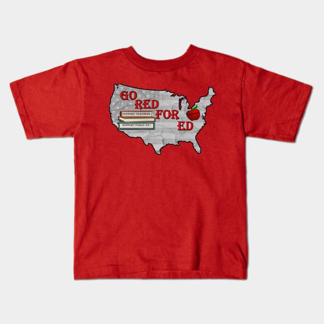 Teacher Wear Red For ED, Support Wear Red for Public Ed School Support Design Kids T-Shirt by tamdevo1